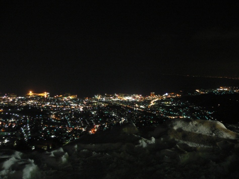 在天狗山山頂俯瞰小樽夜景 