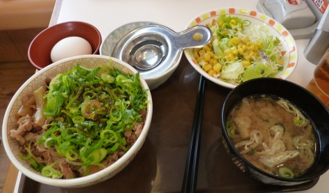 ねぎ玉牛丼（サラダセット）